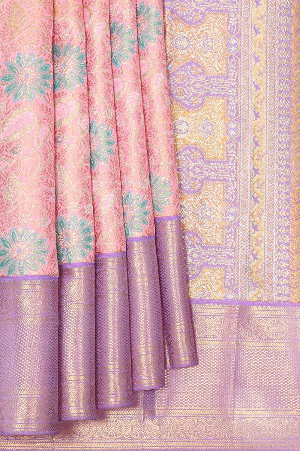 Image of Kanchipattu Light Pink Brocade Saree